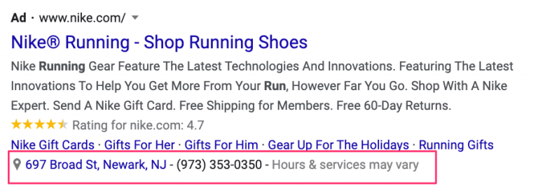 location ad extension example