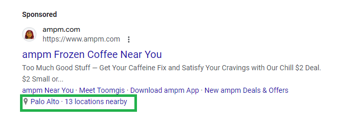 affiliate location ads extension example