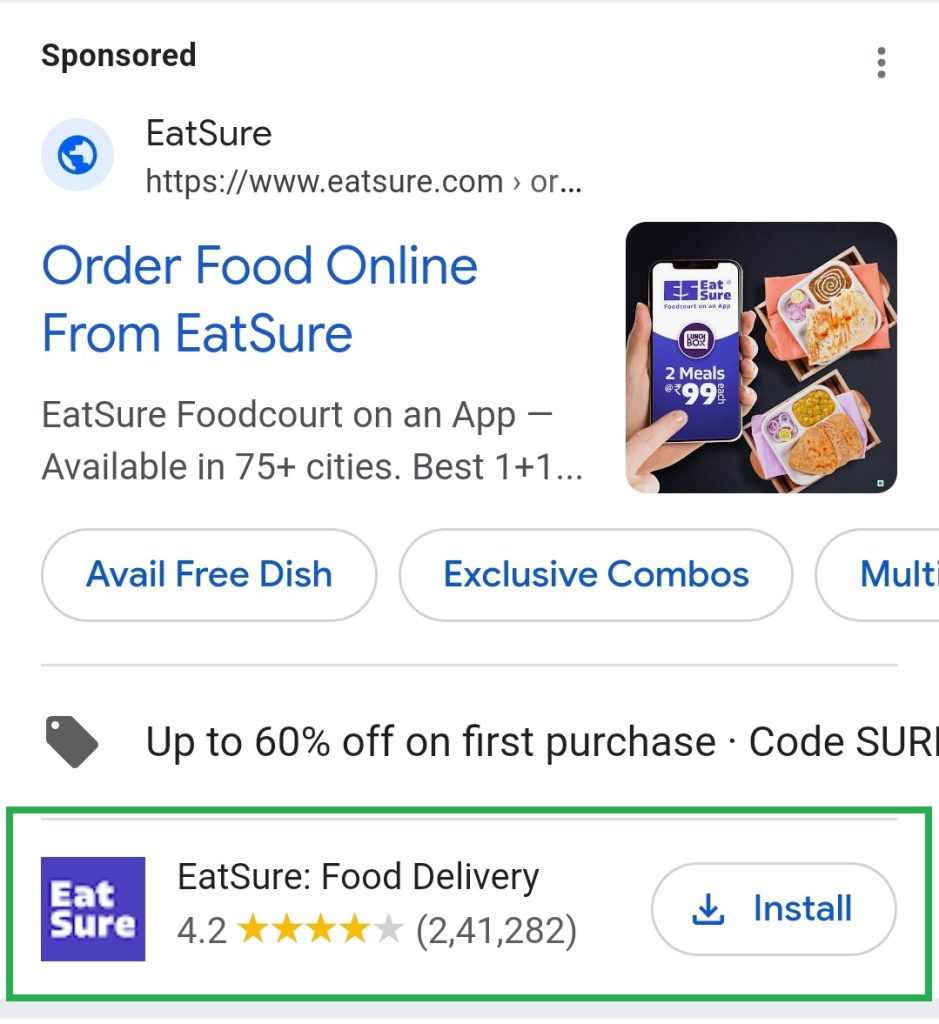 app ad extension example