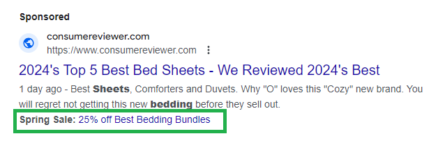 promotion ad extension example